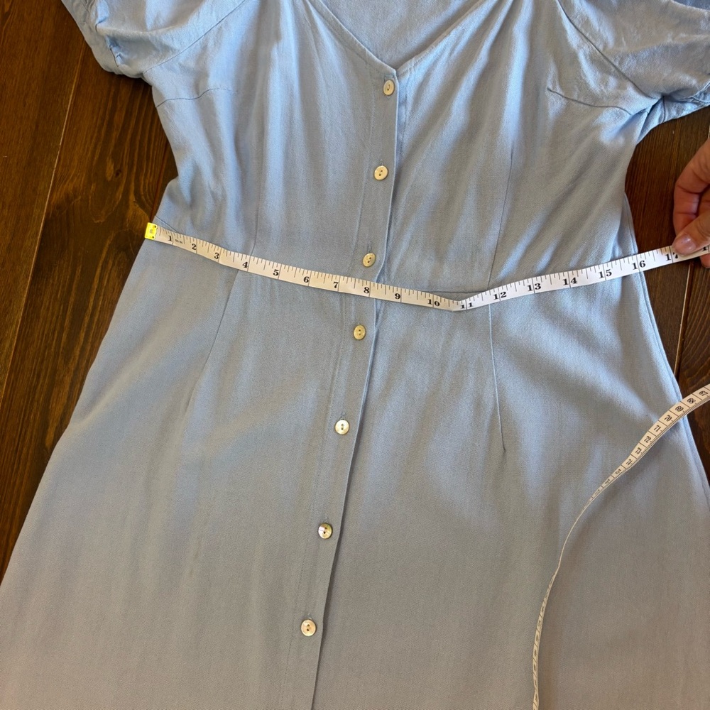 Vero Moda Light Blue Button Front Jesmilo Shirt Midi Dress, Medium, Cottagecore - Picture 9 of 13